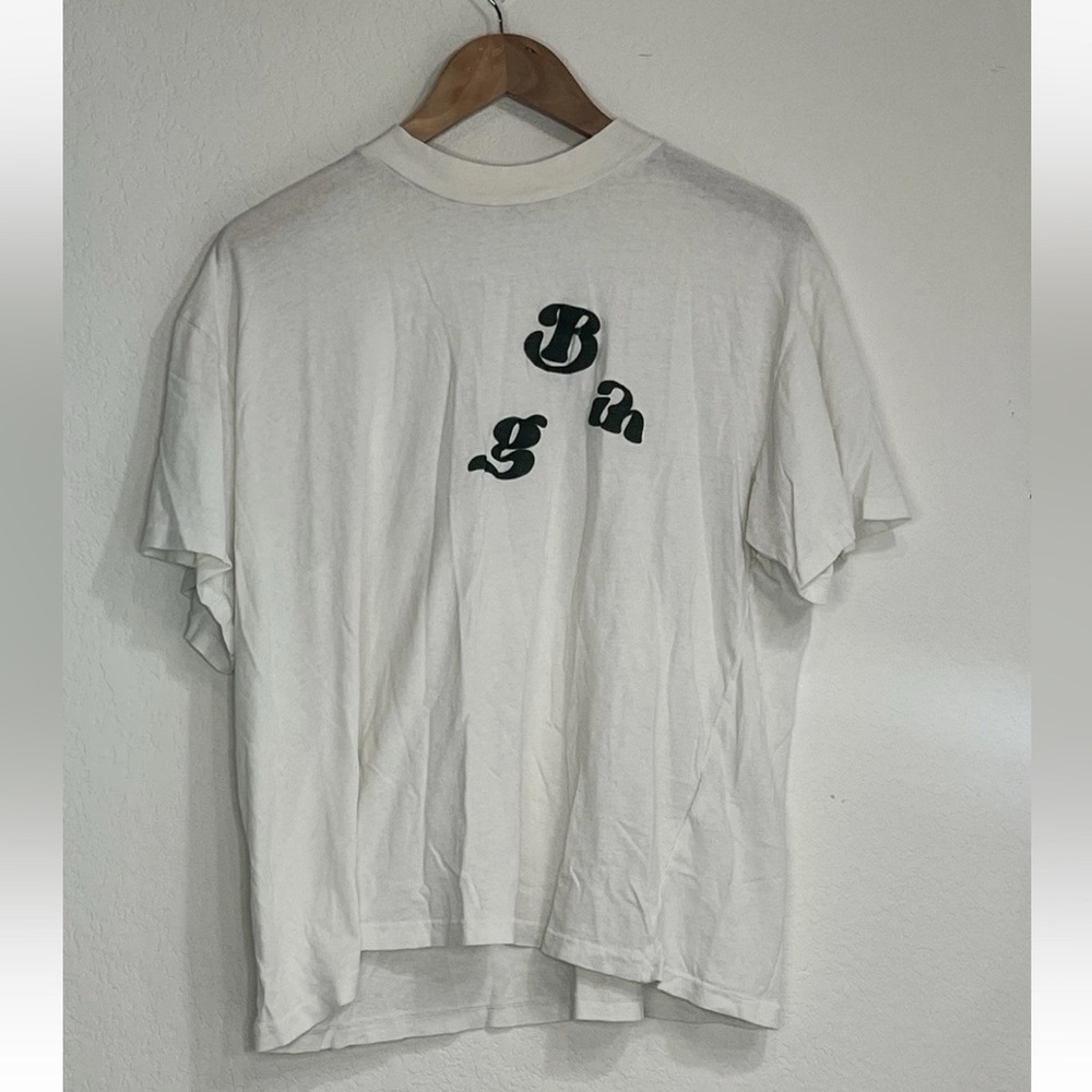 Anine Bing White Short Sleeve Tee with Black Script Logo